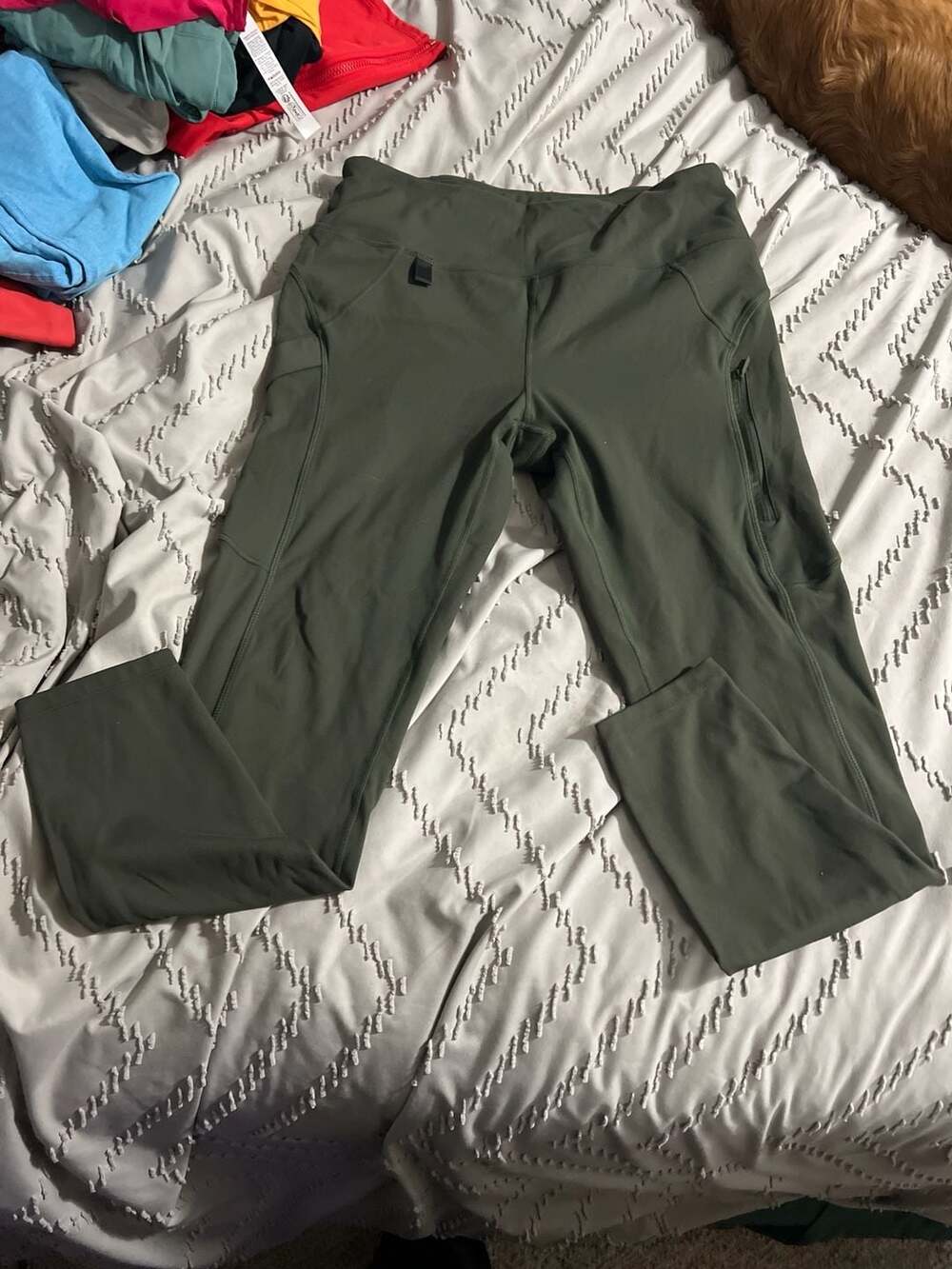 Baleaf Laurel Fleece Lined High Waisted Winter Leggings with Pockets Olive Green